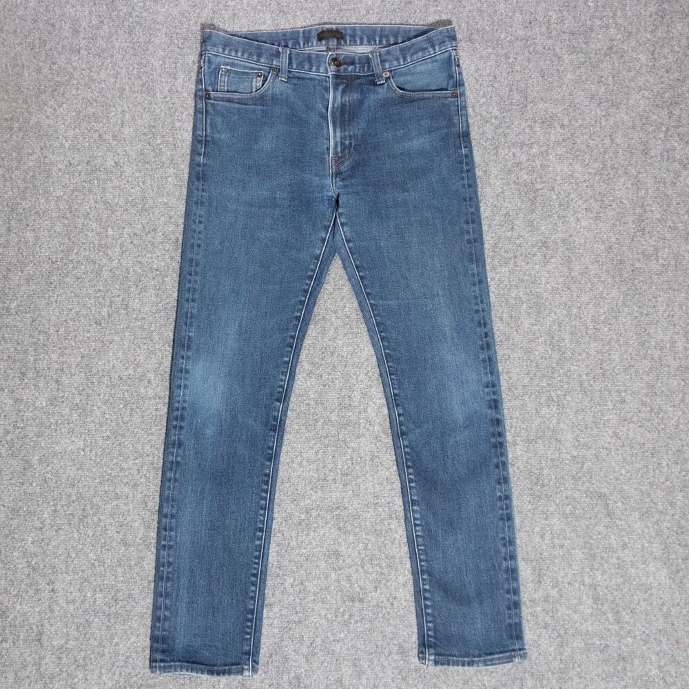 Uniqlo Slim Straight Selvedge Japanese Kaihara Blue Denim Jeans Men's 32x29.5